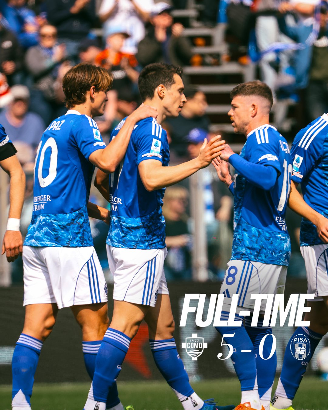 Como đại thắng Pisa với tỷ số 5-0 - Ảnh: @Como_1907