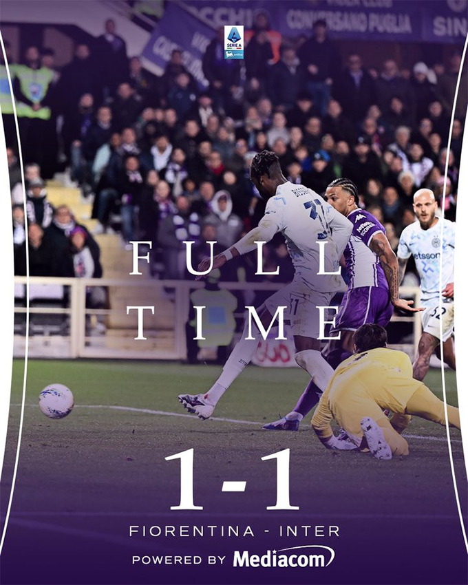Fiorentina khiến Inter Milan có trận thứ 4 không thắng tại Serie A