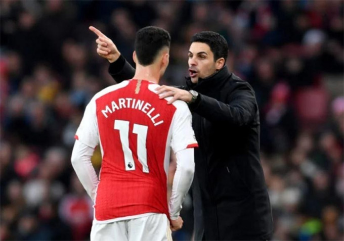 Martinelli chỉ được Arteta tung vào sân những phút cuối trận