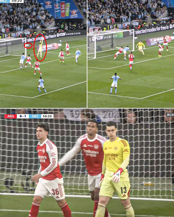 Kepa mắc sai lầm dẫn tới bàn mở tỷ số của Man City. Ảnh: Twitter