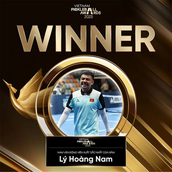Lý Hoàng Nam được vinh danh ở hạng mục “VĐV nam xuất sắc nhất năm”. Ảnh: VPA