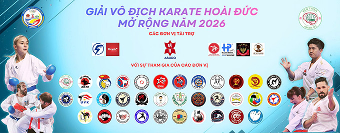 Giải vô địch Karate Hoài Đức mở rộng năm 2026 sẽ diễn ra trong 2 ngày 28 và 29/3 