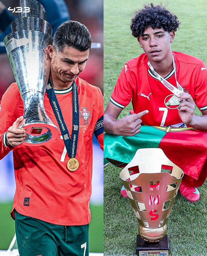 Trang cá nhân của Cristiano Jr chủ yếu đăng ảnh tập luyện và gia đình - Ảnh: Twitter nhân vật