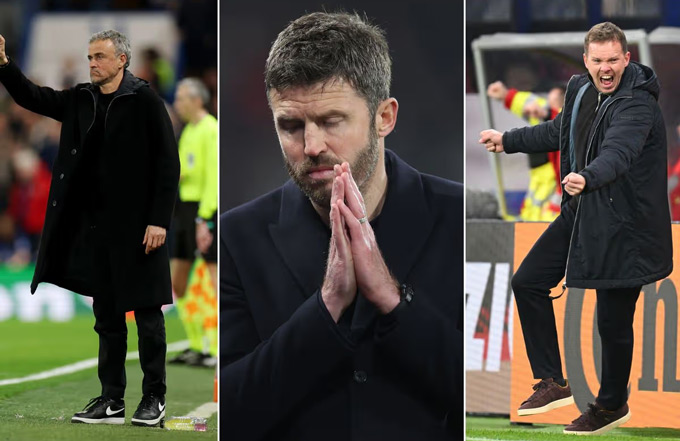 Carrick sẽ cần đánh bại Enrique (trái) và Nagelsmann 