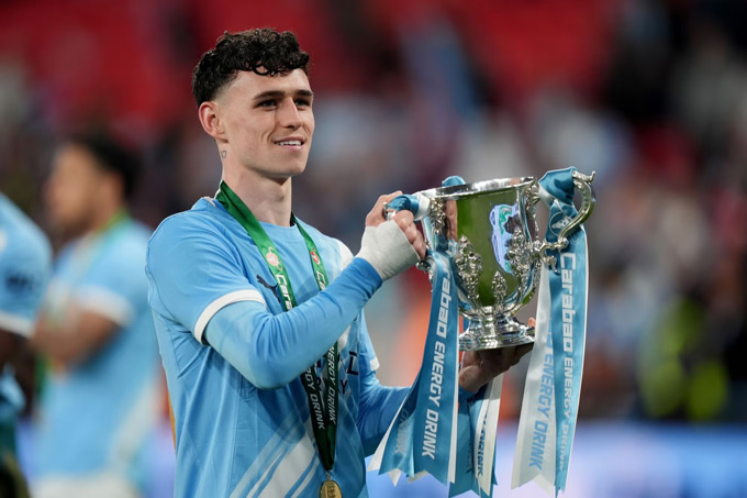 Foden chỉ được vào sân đá đúng 1 phút trong trận chung kết Cúp Liên đoàn vừa qua, nơi Man City hạ Arsenal 2-0 để lên ngôi vô địch