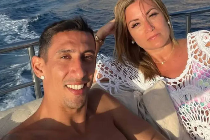 Angel Di Maria và vợ Jorgelina Cardoso. Ảnh Twitter nhân vật.