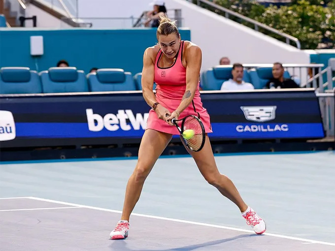 Sabalenka chưa thua một set nào trên đường vào chung kết Miami Mở rộng. Ảnh: WTA