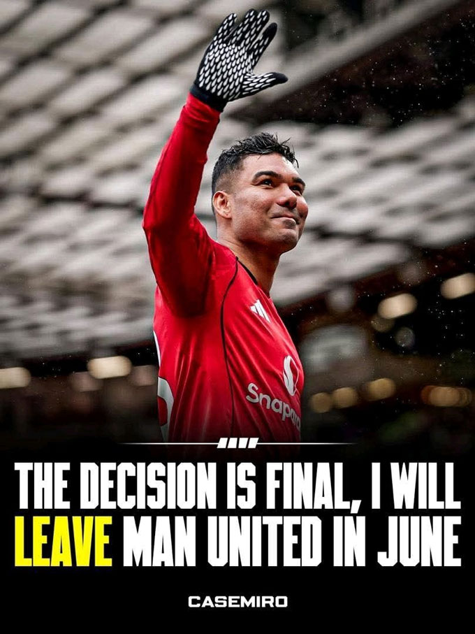 Casemiro xác nhận vẫn sẽ rời MU vào cuối mùa - Ảnh: Twitter Fabrizio Romano