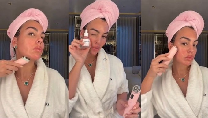 Georgina Rodriguez làm đẹp bằng tinh chất ADN cá hồi. Ảnh Instagram nhân vật. 