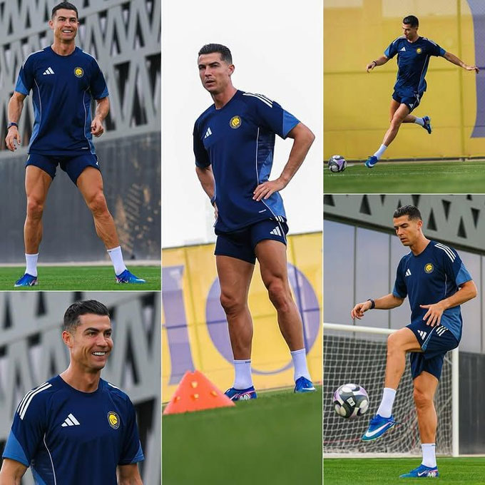 Ronaldo đã tập luyện trở lại tại Al Nassr. Ảnh - Facebook nhân vật