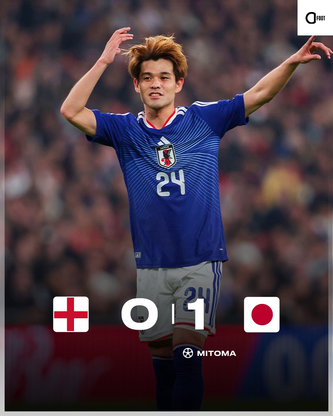 Anh thua sốc trước Nhật Bản - Ảnh: @ActuFoot