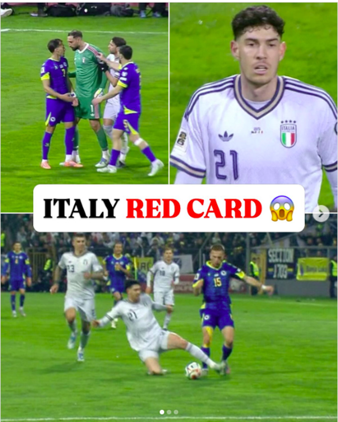Bastoni nhận thẻ đỏ tai hại, góp phần khiến Italia phải ngồi nhà xem World Cup 2026