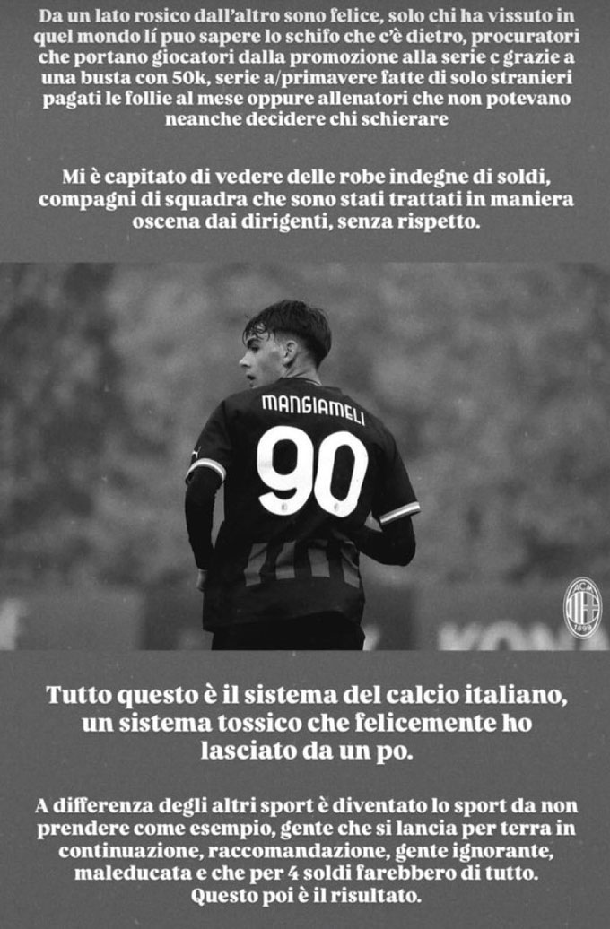 Mangiamili tố cáo tình trạng tham nhũng của bóng đá Italia. Ảnh - Twitter