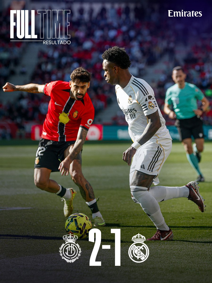 Mallorca đánh bại Real trên sân nhà. Ảnh - Twitter Real Madrid C.F.
