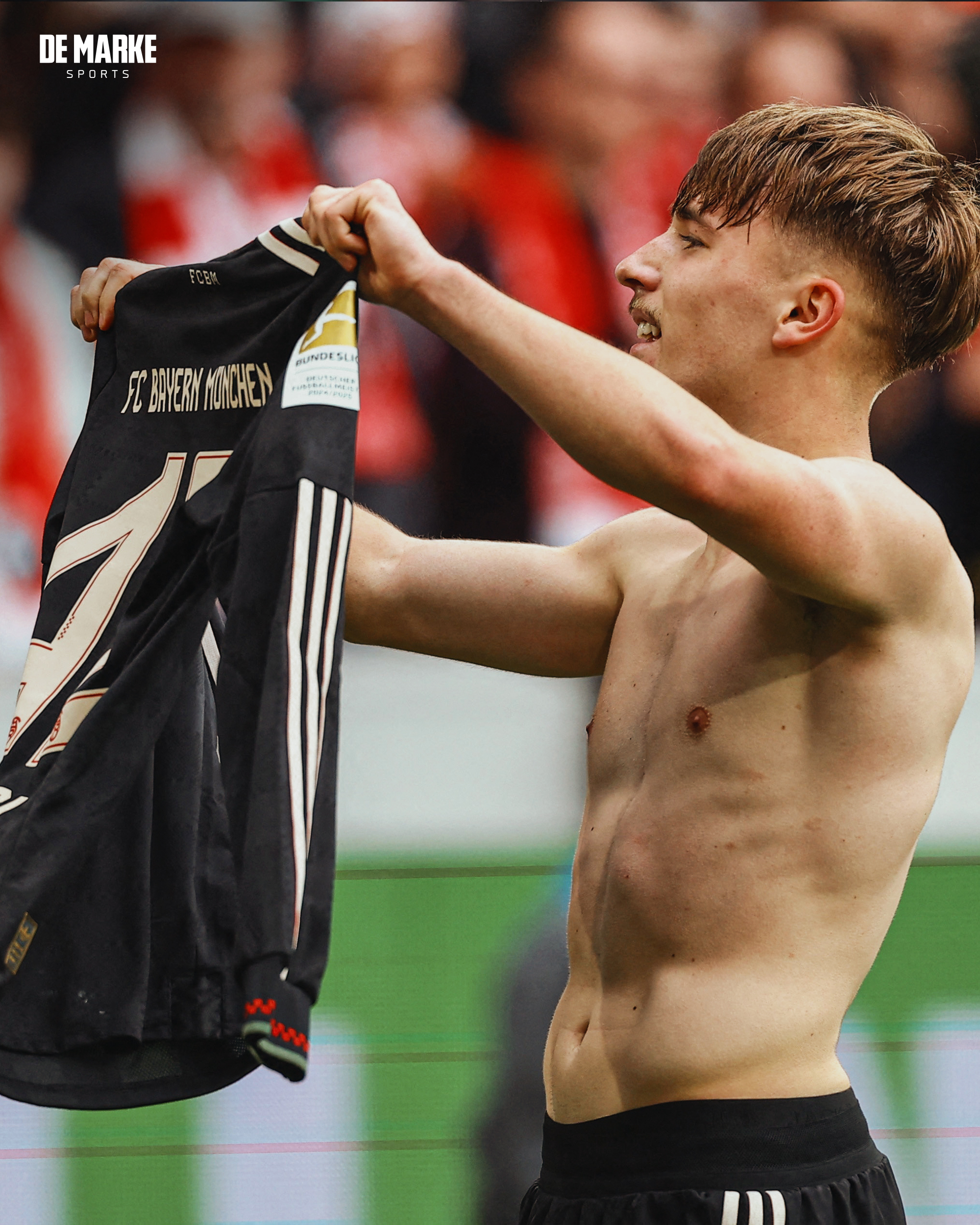 Karl thực hiện pha ăn mừng giống Lionel Messi ở trận gặp Freiburg - Ảnh: @demarkesports