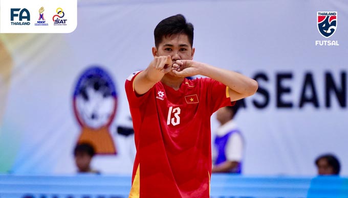 Nhan Gia Hưng ghi bàn mở tỉ số cho ĐT futsal Việt Nam. Ảnh - Futsal Thái Lan