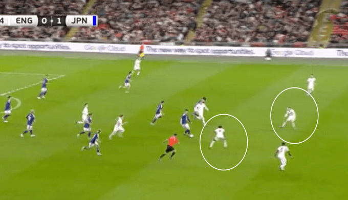 Mainoo (khoanh tròn bên trái) hiệu quả nhất khi phòng ngự không gian nhỏ, còn Anderson cơ động và có sức bền tốt để bao quát phạm vi phòng ngự rộng hơn