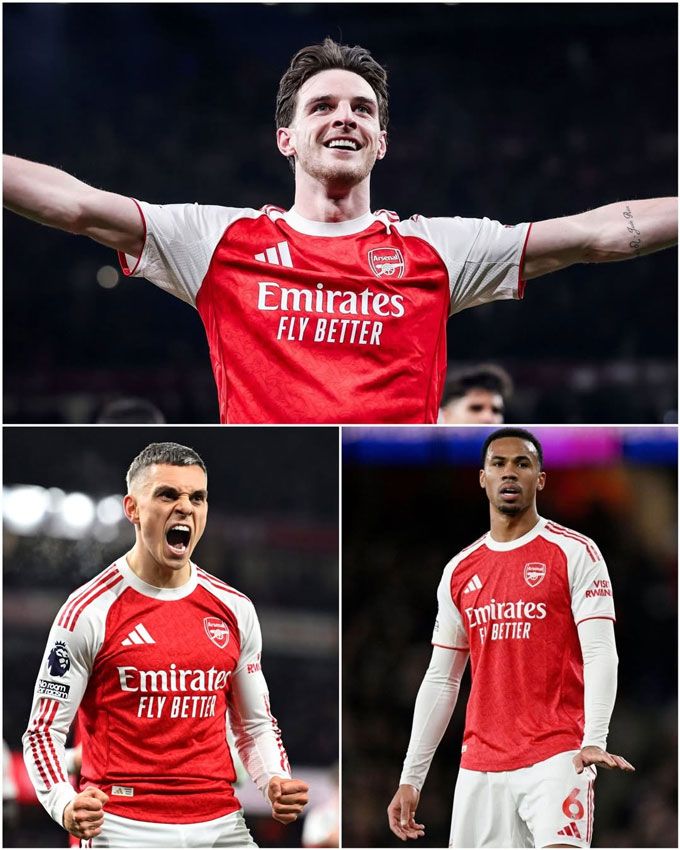 Arsenal sẽ có sự phục vụ của Rice, Trossard và Gabriel ở trận gặp Sporting. Ảnh - Facebook Arsenal The Pride of London