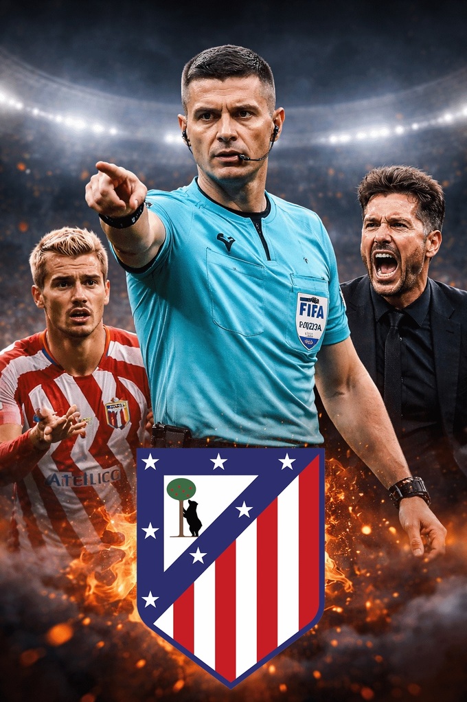 Atletico chưa thắng nổi trận nào ở 5 lần đụng trọng tài Kovacs.
