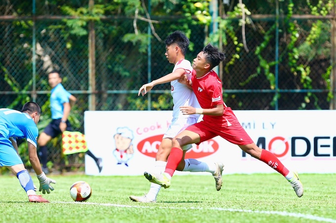 Hai đội U15 Thể Công Viettel I và U15 PVF cùng có ma95t ở tứ kết. Ảnh: Tô Quốc An