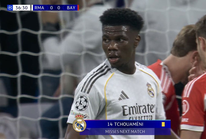 Tchouameni cho rằng thẻ vàng của mình là hơi nặng. Ảnh chụp màn hình