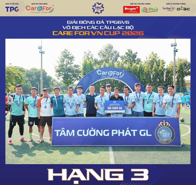 Đồng hạng Ba là CLB Tâm Cường Phát Gia Lai