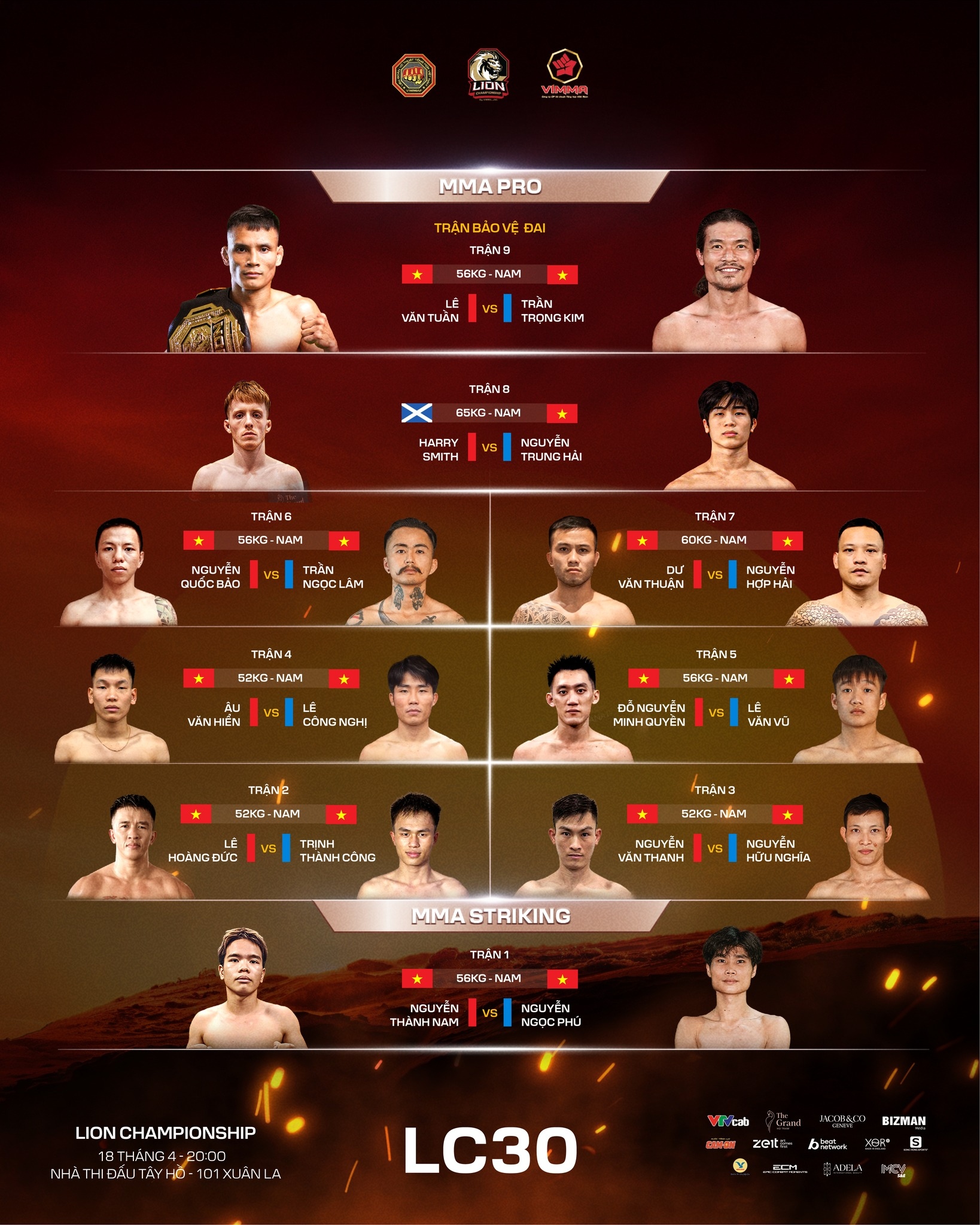 Thứ tự thi đấu LION Championship 30