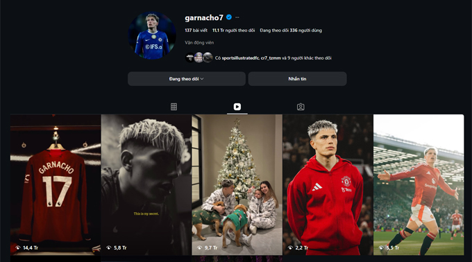 Hình ảnh từ trang Instagram của Garnacho