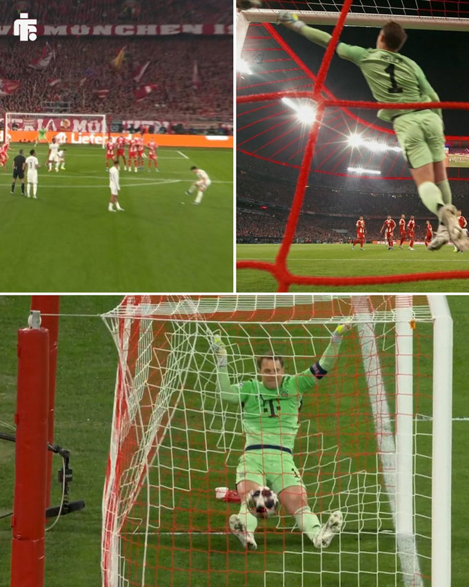 Neuer cũng không làm tốt trong pha đá phạt thành bàn của Guler. Ảnh -  Football Insider