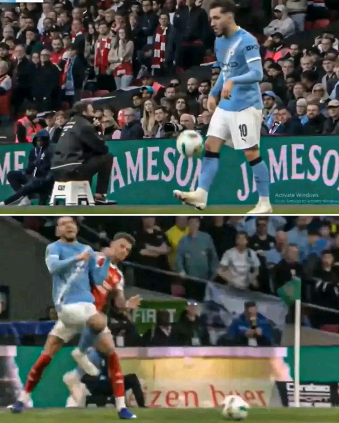 Cherki tâng bóng để chọc CĐV Arsenal...