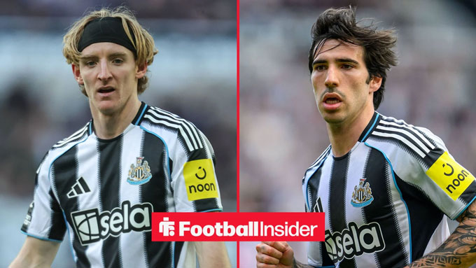 Gordon và Tonali có thể rời Newcastle ở hè 2026. Ảnh - Football Insider