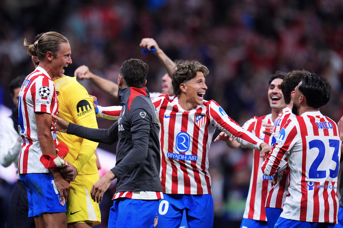 Atletico đã lọt vào bán kết Champions League và chuẩn bị đối mặt với Sociedad trong trận chung kết Cúp Nhà Vua. Ảnh: AP