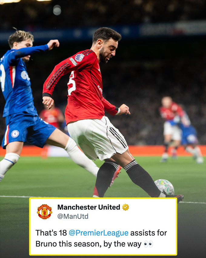 Bruno có pha kiến tạo thứ 18 tại Premier League mùa này. Ảnh - Premier League
