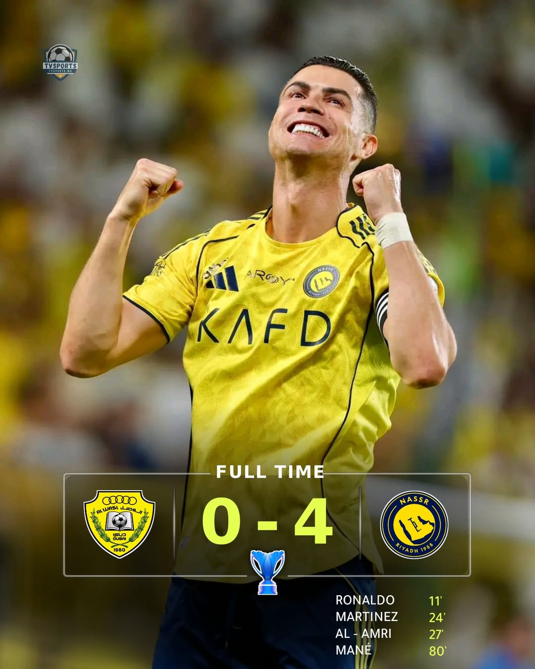 Ronaldo cùng Al Nassr có chiến thắng đậm để vào bán kết Cúp C2 châu Á. Ảnh - Tvsports.ma