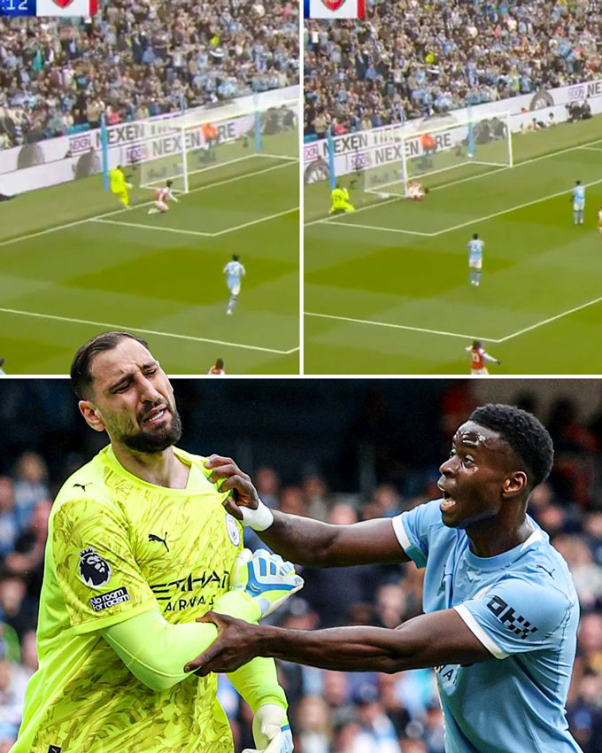 Donnarumma mắc sai lầm giúp Arsenal gỡ hòa 1-1 - Ảnh: OneFootball