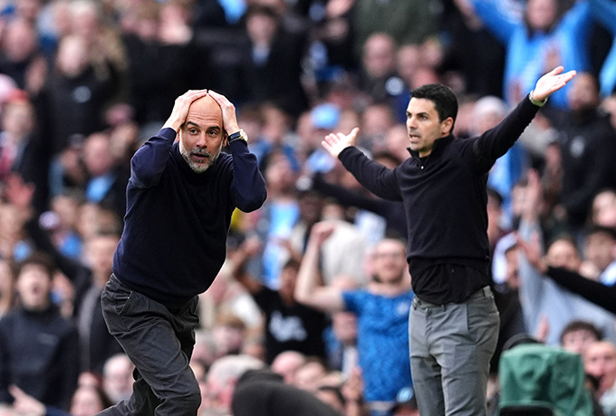 Arteta trong trận đấu với Man City hồi cuối tuần trước