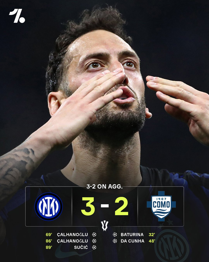 Inter ngược dòng nghẹt thở trước Como - Ảnh: OneFootball