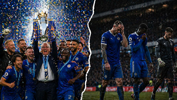 Leicester xuống hạng 3 sau 10 năm vô địch Premier League - Ảnh: AI