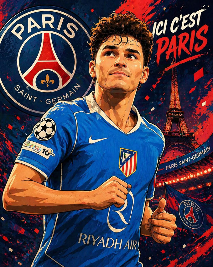 Đang có tin đồn PSG muốn chiêu mộ Alvarez để tăng cường hàng công - Ảnh: football_buzzer