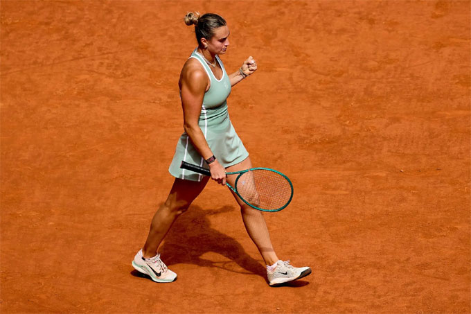 Sabalenka trải qua nhiều thời điểm khó khăn trước lối chơi quyết liệt của đối thủ. Ảnh: WTA