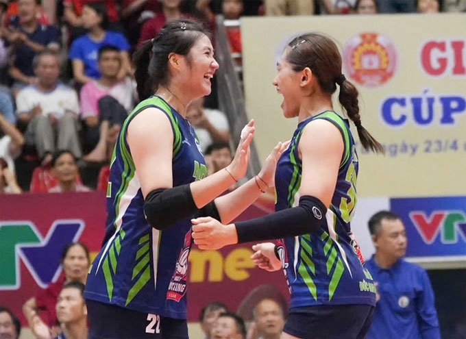 Hóa chất Đức Giang Lào Cai tiếp tục thể hiện phong độ ấn tượng. Ảnh: Bóng chuyền Việt Nam