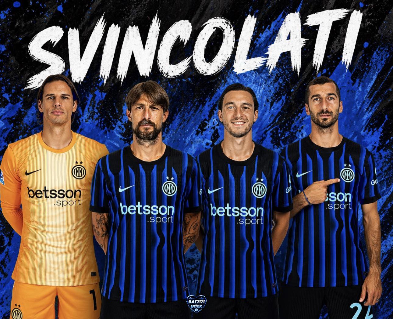 Acerbi, De Vrij, Darmian, Sommer và Mkhitaryan sẽ cùng hết hạn hợp đồng vào 30/6 tới