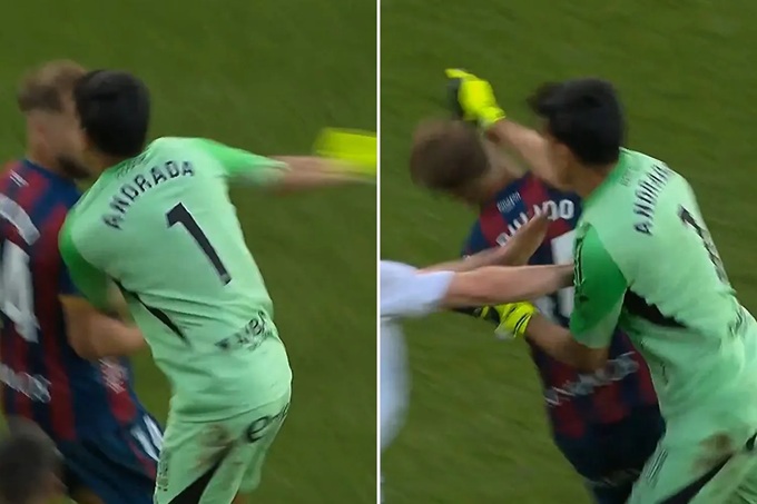 Thủ môn Andrada đấm thẳng mặt đội trưởng đối phương