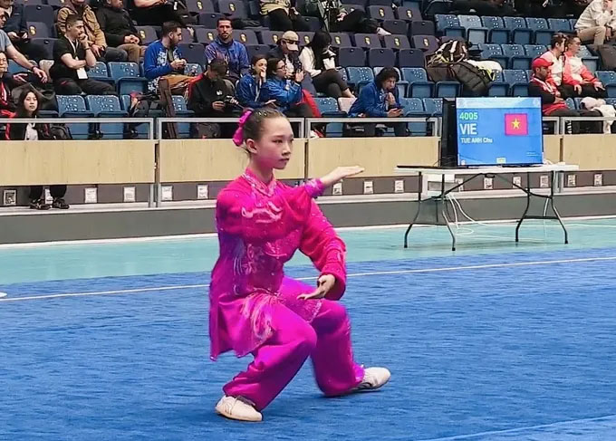 Tuyển thủ Việt Nam thi đấu tại giải vô địch Thái cực quyền thế giới 2026. Ảnh: MINH MINH