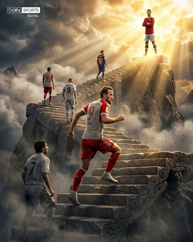 Kane vươn lên vị trí thứ 5 trong danh sách những chân sút vĩ đại nhất lịch sử Champions League - Ảnh: beIN SPORTS