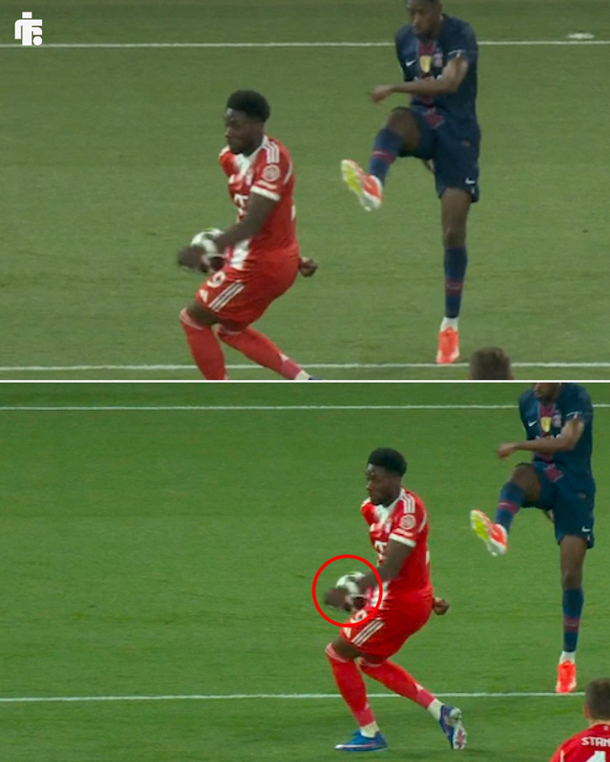 Tình huống bóng chạm tay Davies trong vòng cấm - Ảnh: Football Insider