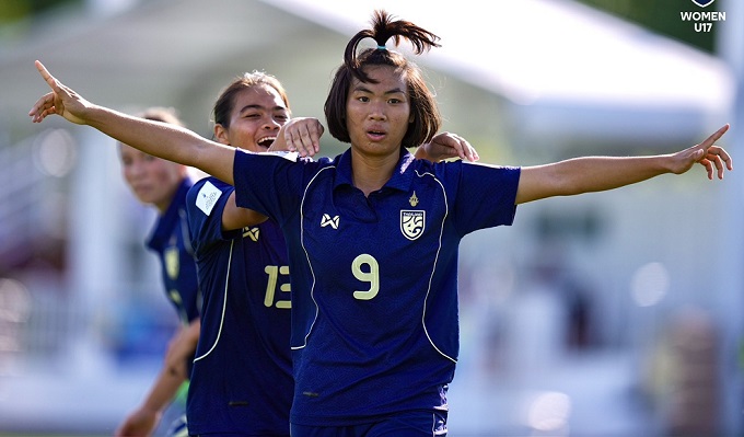 Niềm vui dẫn bàn của U17 nữ Thái Lan 