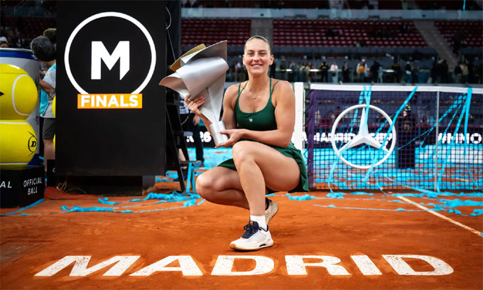 Madrid là danh hiệu WTA thứ ba trong sự nghiệp của Kostyuk. Ảnh: WTA