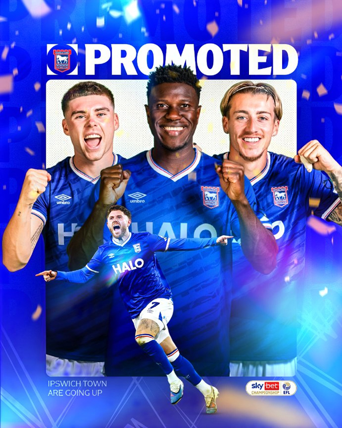Ipswich chính thức giành quyền thăng hạng lên Premier League - Ảnh: Sky Bet Championship