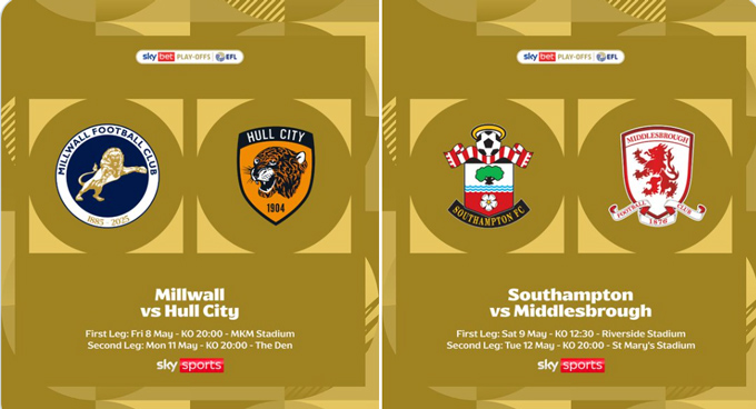 Các cặp đấu play-off tranh suất cuối cùng lên hạng Premier League - Ảnh: Sky Bet Championship